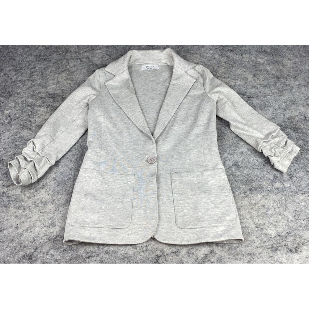 Bailey 44 Womens XS Light Gray 3/4 Sleeve One Button Collared Blazer Jacket